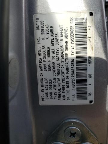 1HGCP2F72AA164694 - 2010 HONDA ACCORD EX SILVER photo 13