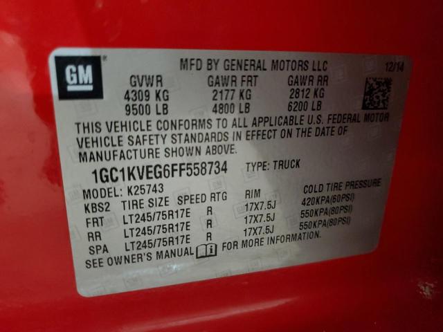 1GC1KVEG6FF558734 - 2015 CHEVROLET SILVERADO K2500 HEAVY DUTY LT RED photo 12