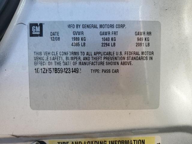 1G1ZH57B594234492 - 2009 CHEVROLET MALIBU 1LT SILVER photo 12