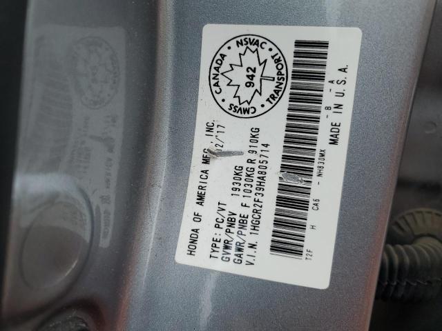 1HGCR2F39HA805714 - 2017 HONDA ACCORD LX 灰色 照片 13