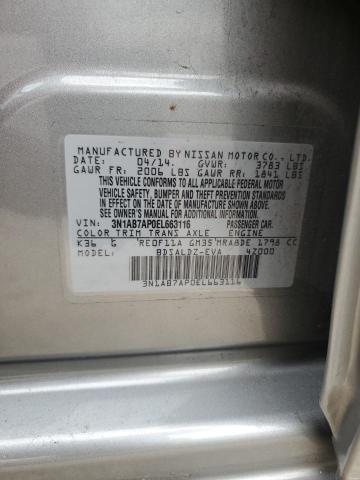 3N1AB7AP0EL663116 - 2014 NISSAN SENTRA S SILVER photo 12