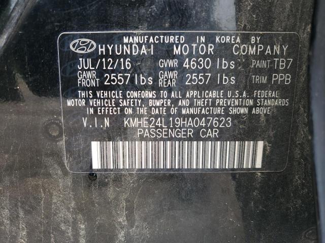 KMHE24L19HA047623 - 2017 HYUNDAI SONATA HYBRID BLACK photo 12