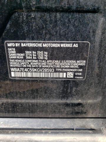 WBA7E4C59KGV28593 - 2019 BMW 740 XI BLACK photo 12