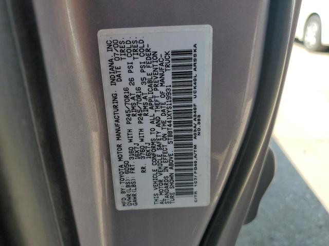 5TBBT441XYS119931 - 2000 TOYOTA TUNDRA ACCESS CAB თაფლისფერი ფოტო 12