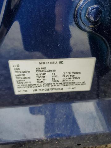 7SAYGDEF5PF660598 - 2023 TESLA MODEL Y BLUE photo 12
