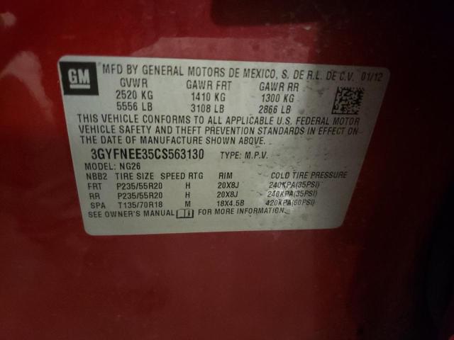 3GYFNEE35CS563130 - 2012 CADILLAC SRX PERFORMANCE COLLECTION წითელი ფოტო 13