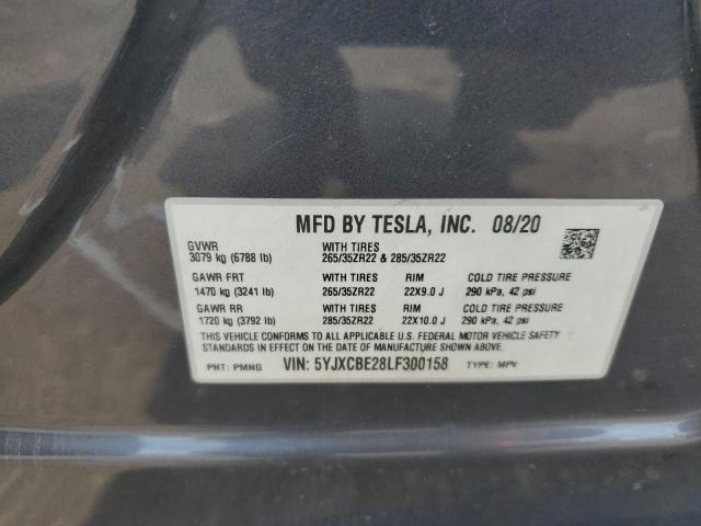 5YJXCBE28LF300158 - 2020 TESLA MODEL X GRAY photo 13