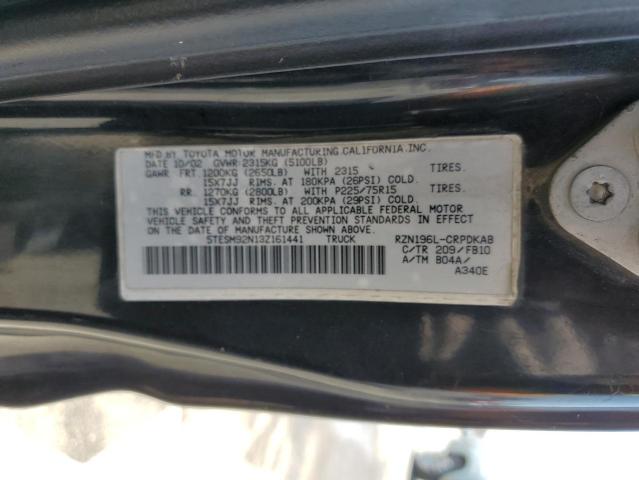 5TESM92N13Z161441 - 2003 TOYOTA TACOMA XTRACAB PRERUNNER 黑色 照片 12