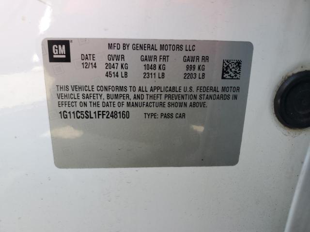 1G11C5SL1FF248160 - 2015 CHEVROLET MALIBU 1LT 白色 照片 12