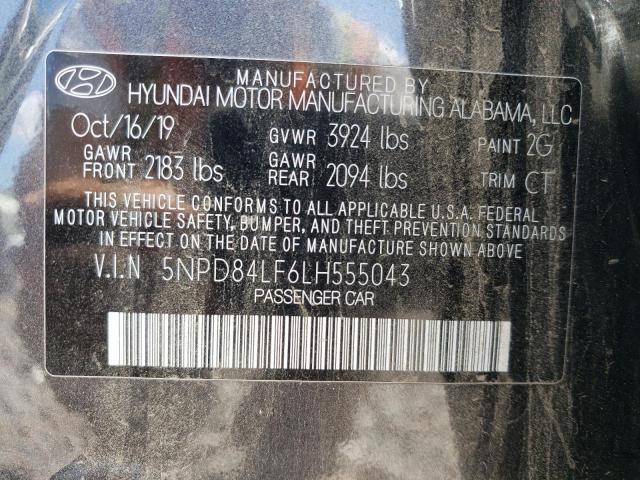 5NPD84LF6LH555043 - 2020 HYUNDAI ELANTRA SEL GRAY photo 12