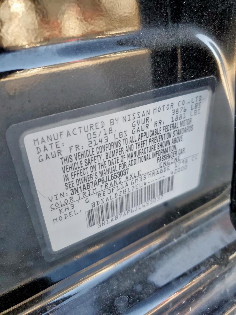 3N1AB7AP6JL653037 - 2018 NISSAN SENTRA S GRAY photo 12