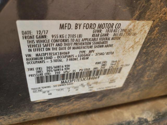 MAJ3P1TE5JC184069 - 2018 FORD ECOSPORT SE GRAY photo 13