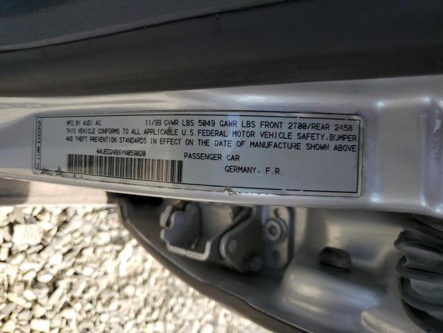 WAUED24B6YN059020 - 2000 AUDI A6 2.7T QUATTRO SILVER photo 12