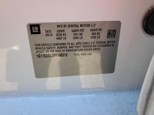 1G11C5SL2FF148312 - 2015 CHEVROLET MALIBU 1LT 白色 照片 12