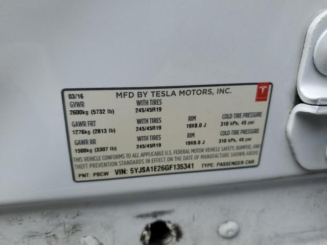 5YJSA1E26GF135341 - 2016 TESLA MODEL S WHITE photo 13