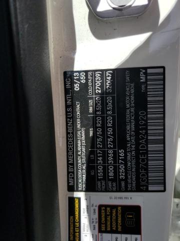 4JGDF7CE1DA241920 - 2013 MERCEDES-BENZ GL 450 4MATIC WHITE photo 13