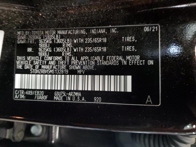 5TDHZRBH5MS132819 - 2021 TOYOTA HIGHLANDER XLE Schwarz Foto 13