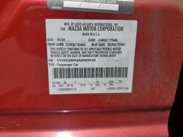 1YVHZ8BH2A5M09142 - 2010 MAZDA 6 I Granate foto 13