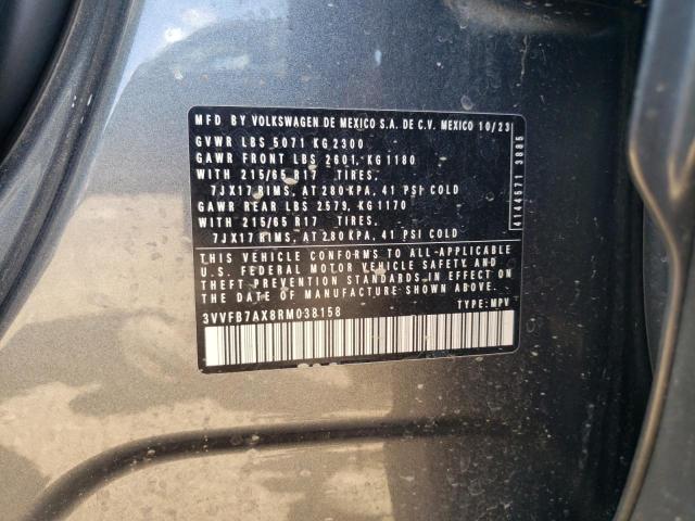 3VVFB7AX8RM038158 - 2024 VOLKSWAGEN TIGUAN S Մոխրագույն լուսանկար 13