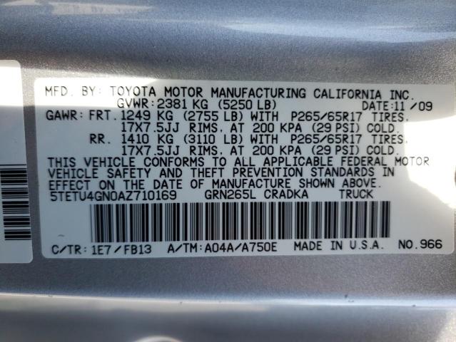 5TETU4GN0AZ710169 - 2010 TOYOTA TACOMA PRERUNNER ACCESS CAB SILVER photo 13