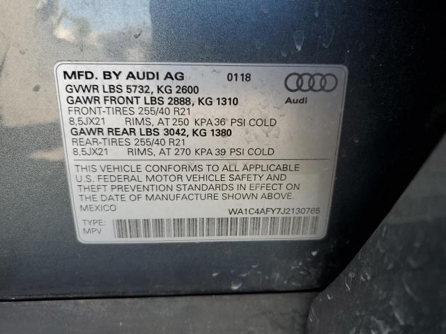 WA1C4AFY7J2130765 - 2018 AUDI SQ5 PRESTIGE 灰色 照片 14