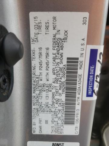 5TFJX4GN1FX044887 - 2015 TOYOTA TACOMA DOUBLE CAB PRERUNNER SILVER photo 12