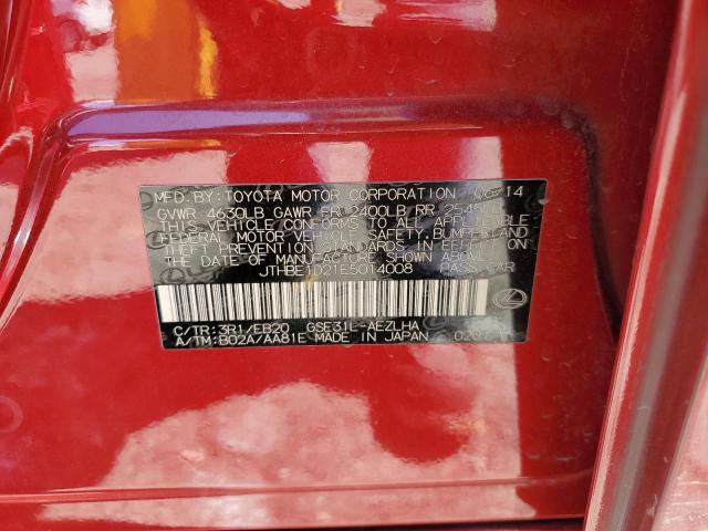 JTHBE1D21E5014008 - 2014 LEXUS IS 350 RED photo 13