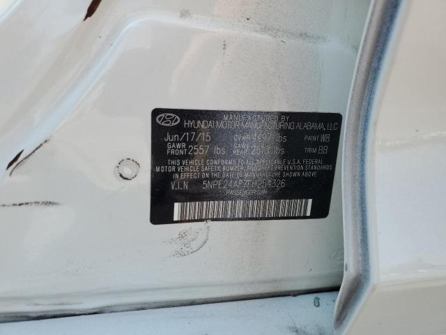 5NPE24AF7FH254326 - 2015 HYUNDAI SONATA SE WHITE photo 12