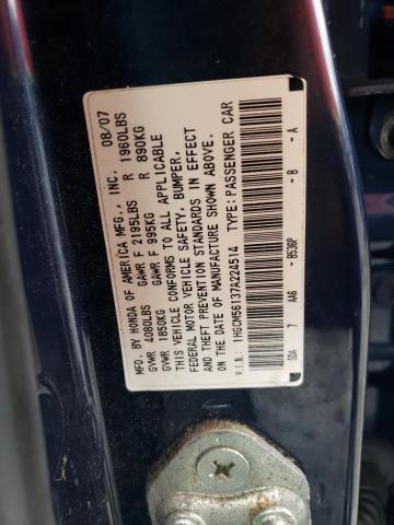 1HGCM56137A224514 - 2007 HONDA ACCORD VALUE BLUE photo 12