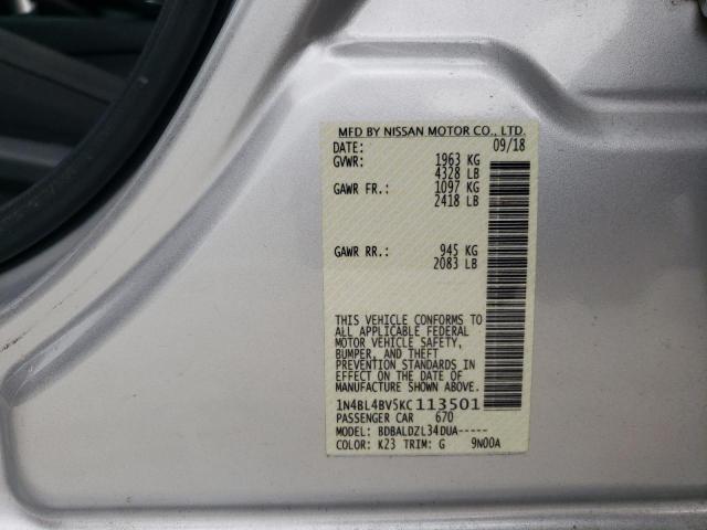 1N4BL4BV5KC113501 - 2019 NISSAN ALTIMA S SILVER photo 12