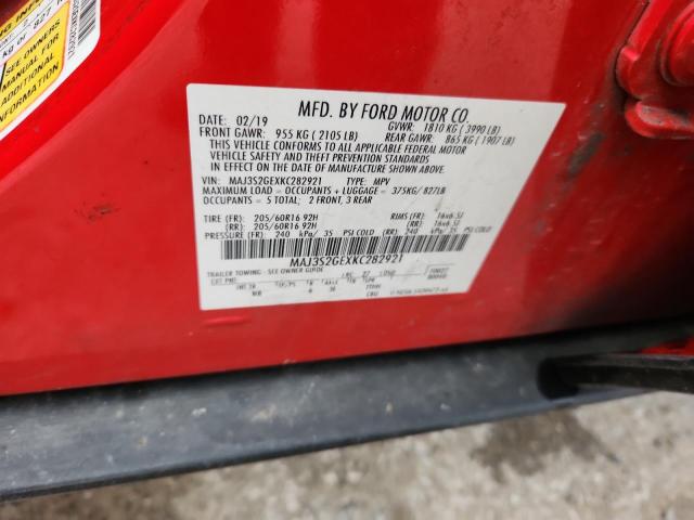 MAJ3S2GEXKC282921 - 2019 FORD ECOSPORT SE Красный фото 13