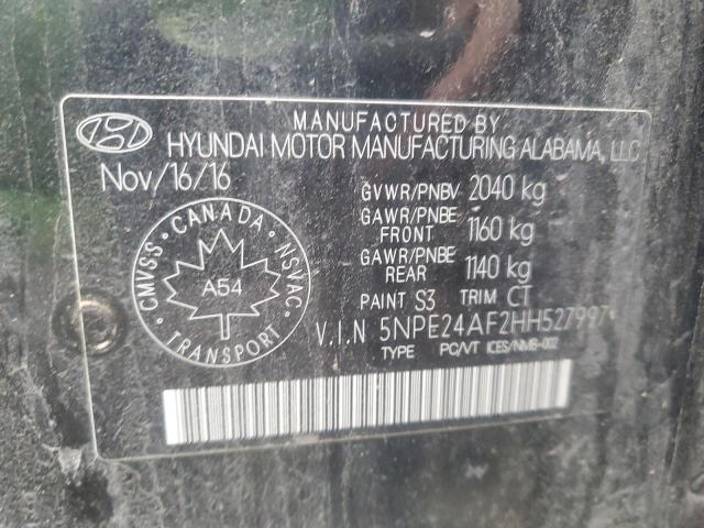 5NPE24AF2HH527997 - 2017 HYUNDAI SONATA SE BLACK photo 13