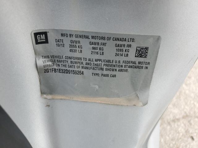 2G1FB1E32D9159264 - 2013 CHEVROLET CAMARO LT Сріблястий фото 12