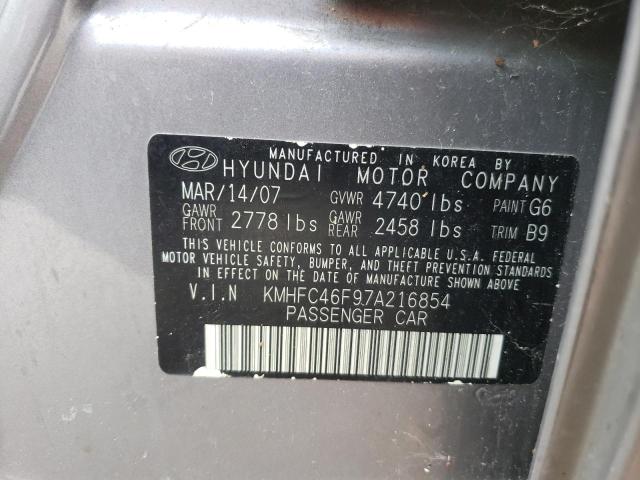 KMHFC46F97A216854 - 2007 HYUNDAI AZERA SE GRAY photo 12