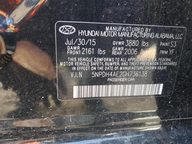 5NPDH4AE2GH736138 - 2016 HYUNDAI ELANTRA SE BLACK photo 13