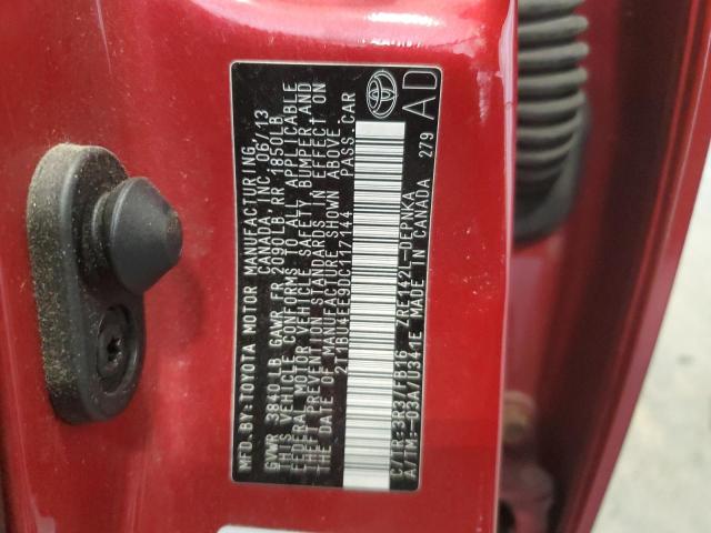 2T1BU4EE9DC117144 - 2013 TOYOTA COROLLA BASE RED photo 12