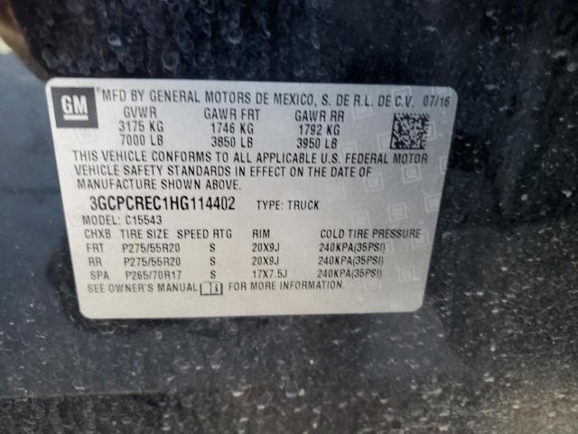 3GCPCREC1HG114402 - 2017 CHEVROLET 1500 PICKU C1500 LT BLACK photo 12