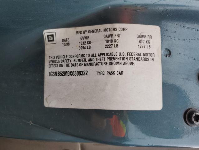 1G3NB52M9X6308322 - 1999 OLDSMOBILE CUTLASS GL 绿色 照片 12