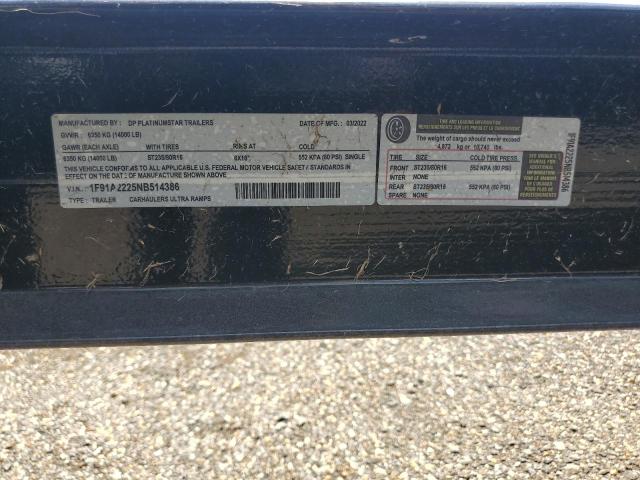 1F91A2225NB514386 - 2022 PLAT TRAILER BLACK photo 10