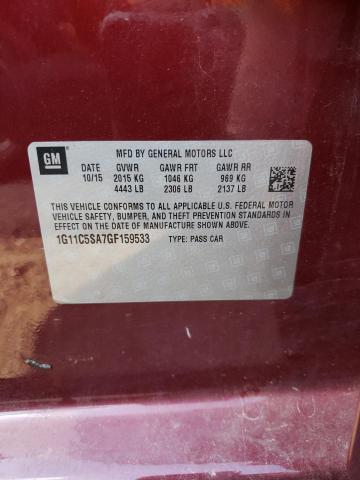 1G11C5SA7GF159533 - 2016 CHEVROLET MALIBU LIM LT MAROON photo 12