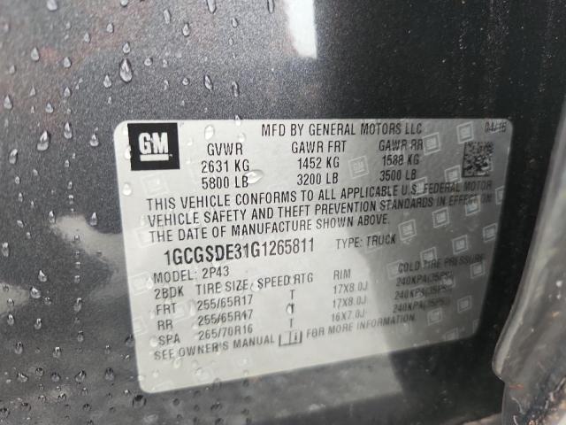 1GCGSDE31G1265811 - 2016 CHEVROLET COLORADO Z71 CHARCOAL photo 12