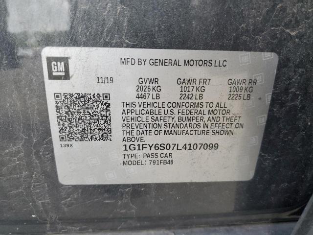 1G1FY6S07L4107099 - 2020 CHEVROLET BOLT EV LT CHARCOAL photo 12