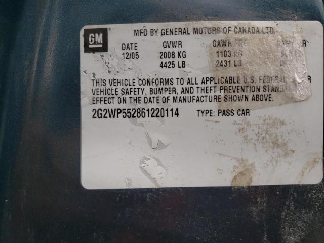 2G2WP552861220114 - 2006 PONTIAC GRAND PRIX 蓝色 照片 12