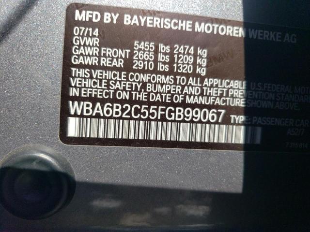 WBA6B2C55FGB99067 - 2015 BMW 650 I GRAN COUPE GRAY photo 13