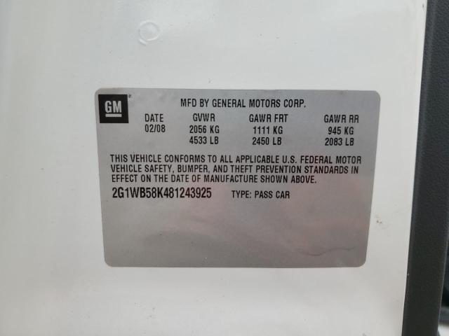 2G1WB58K481243925 - 2008 CHEVROLET IMPALA LS WHITE photo 12