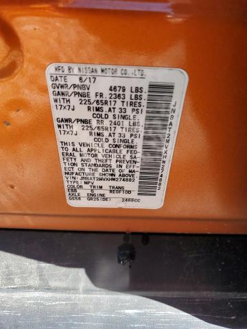 JN8AT2MVXHW274882 - 2017 NISSAN ROGUE S ORANGE photo 13