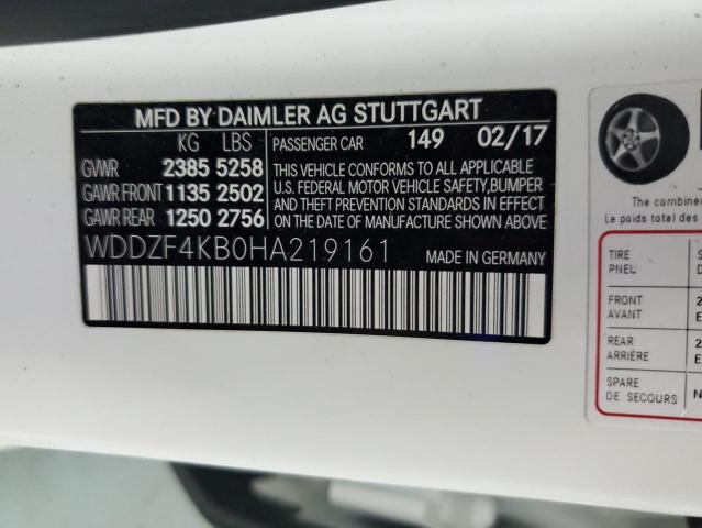 WDDZF4KB0HA219161 - 2017 MERCEDES-BENZ E 300 4MATIC WHITE photo 12