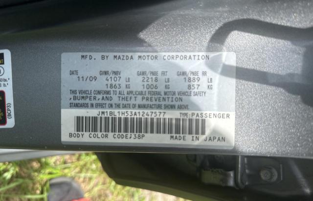 JM1BL1H53A1247577 - 2010 MAZDA 3 S GRAY photo 10