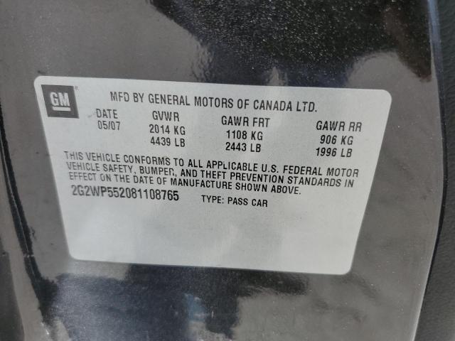 2G2WP552081108765 - 2008 PONTIAC GRAND PRIX 黑色 照片 12