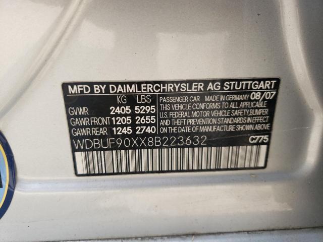 WDBUF90XX8B223632 - 2008 MERCEDES-BENZ E 550 4MATIC SILVER photo 12